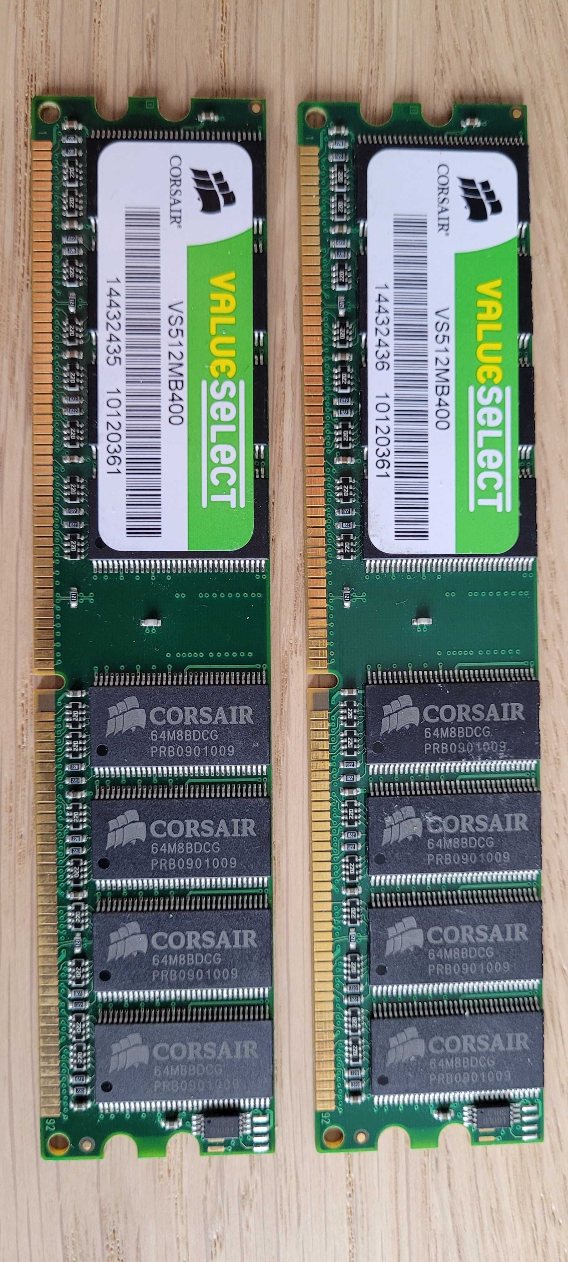 2x Pamięć RAM 512Mb Corsair (VS512MB400)