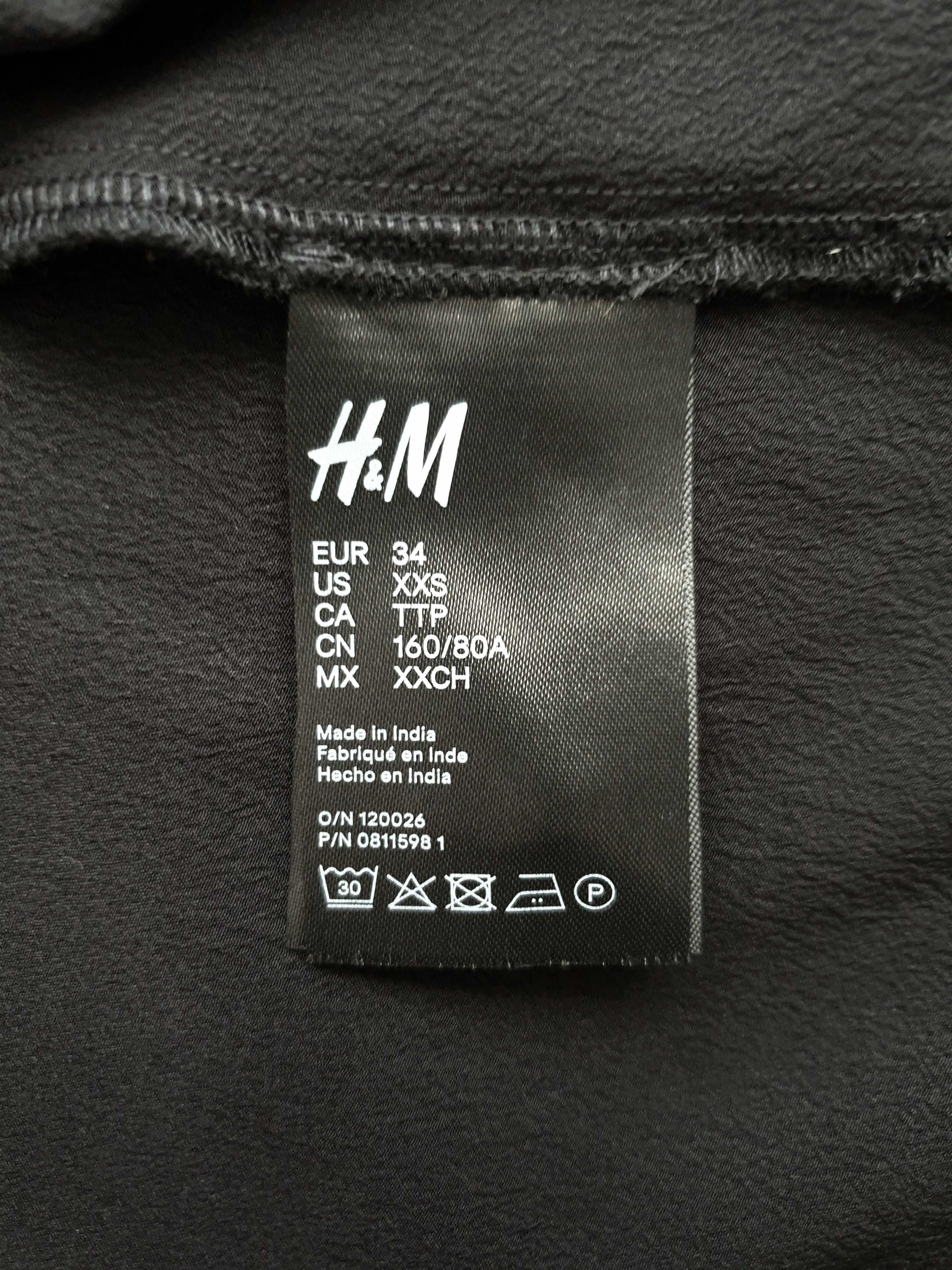 Sukienka H&M czarna w haftowane kwiaty - XS 34