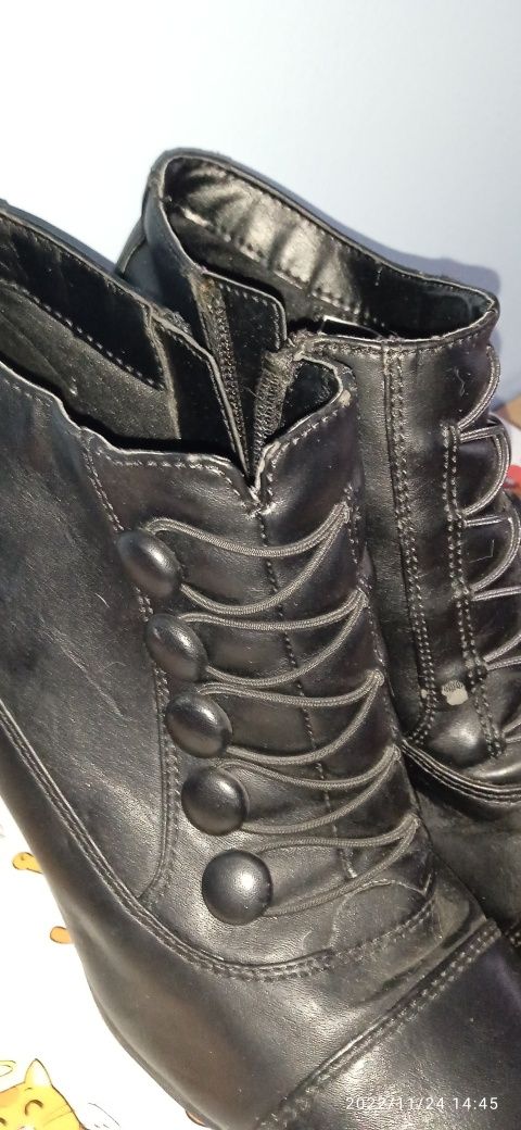 Buty Botki Kozaki Damskie Krótkie Kwadratowy Obcas Deichmann Ariane 36