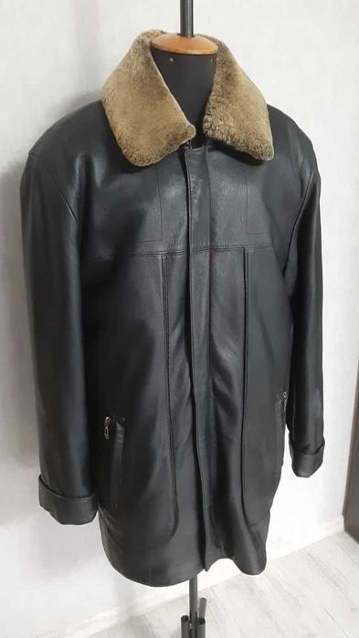 Куртка мужская, натуральная кожа, зимняя, размер 4XL