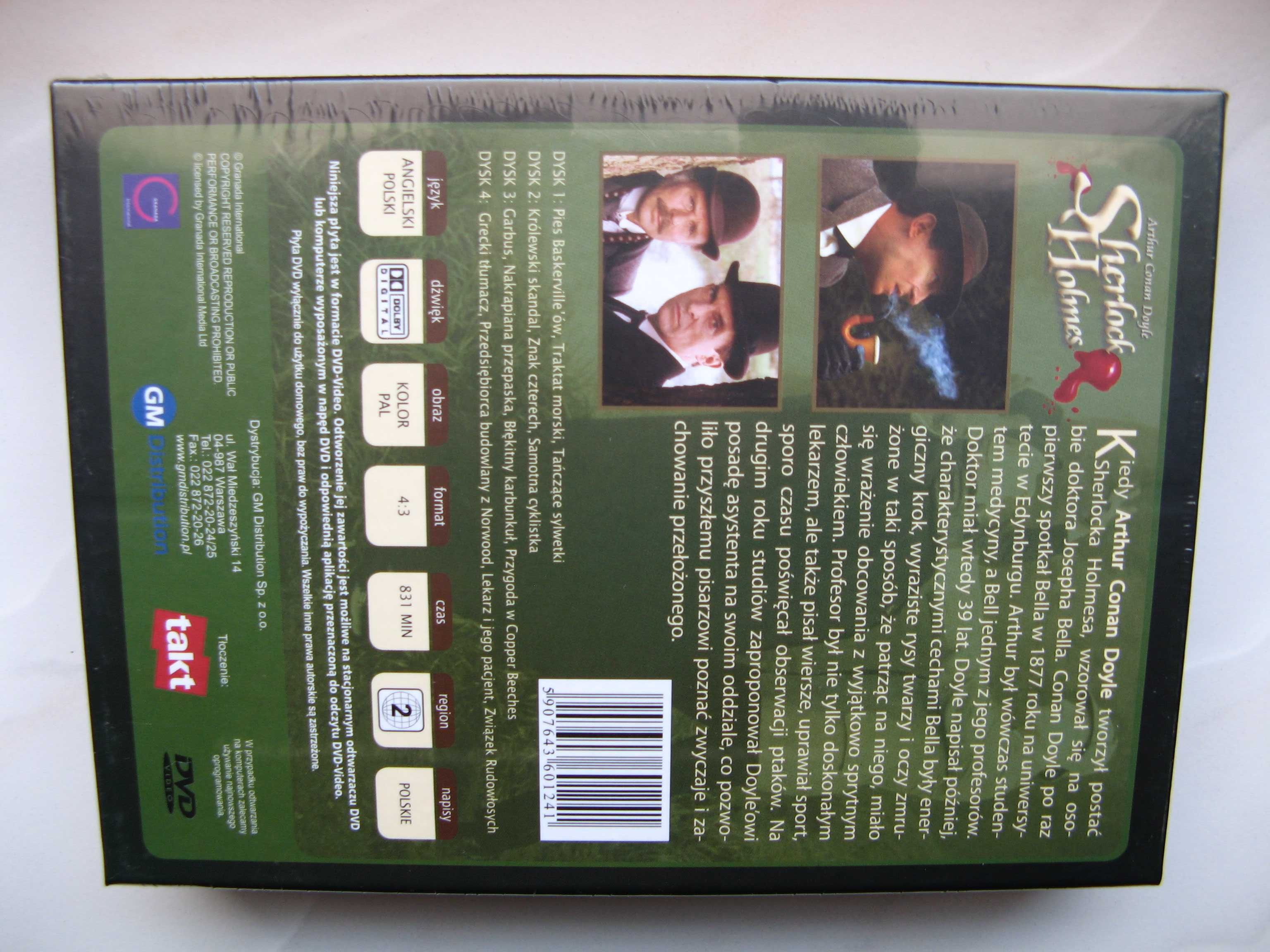 Sherlock Holmes, box 4 płyty DVD, 14 filmów, polski lektor/Nowe!