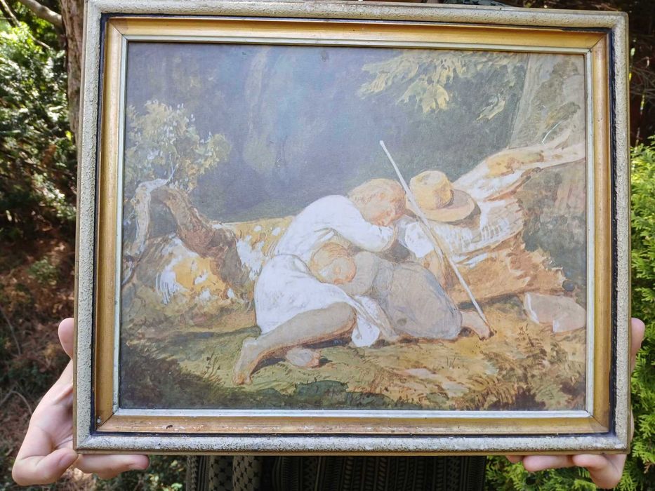 Obraz reprodukcja DZIECI ŚPIĄCE W LESIE Wojciech Gerson w ramie 39x32