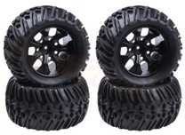 Pneus+jantes RC carro telecomandado- 1/10 com hex 12mm - monster truck