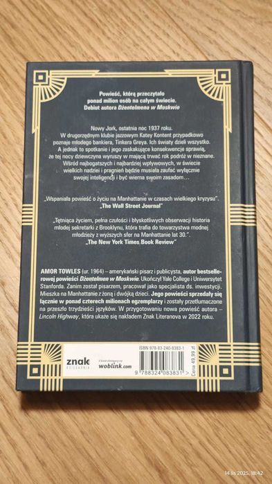 Dobre wychowanie, Amor Towles