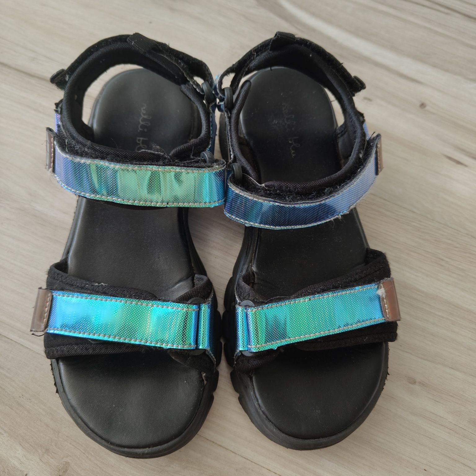 Sandały czarne holo holograficzne - rozm. 35