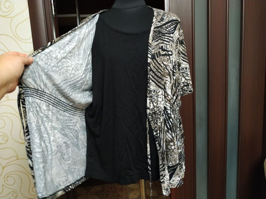 футболка блуза 60-62 размер имитация двойки батал