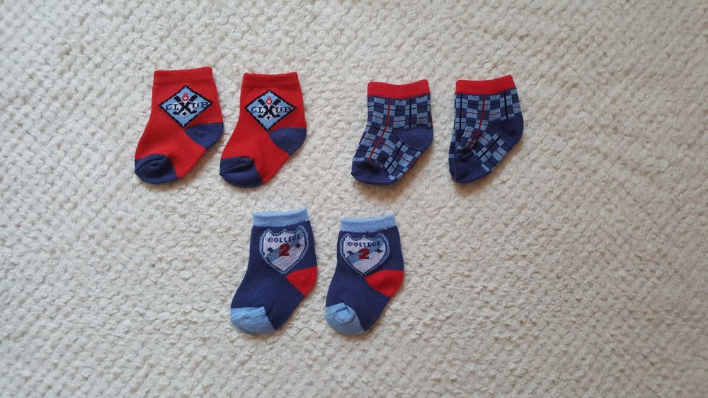 Skarpetki niemowlęce, 3 pary, rozmiar: 0-2miesiące