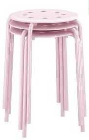 Zestaw 7 sztuk Stołek taboret IKEA Marius różowy stołki taborety
