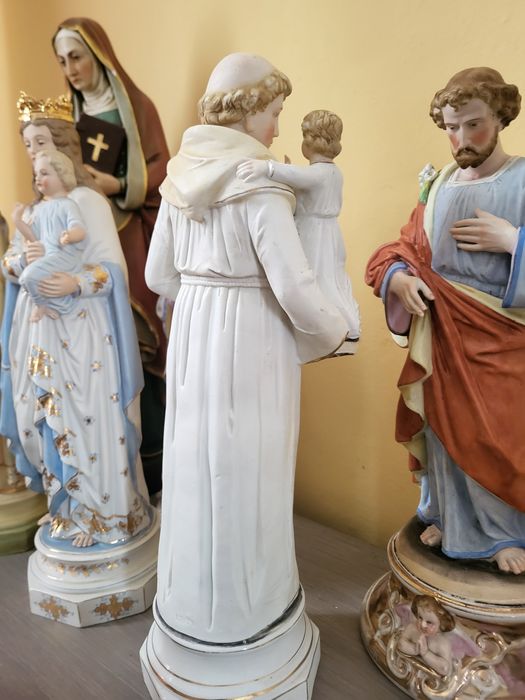 Piękna figurka Święty Antoni z Panem Jezusem z porcelany biskwitowej