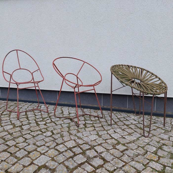 Krzesła fotele PRL metalowe lata 60