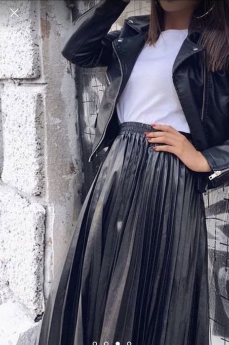 ОСТАННЯ Шкіряна юбка плісе