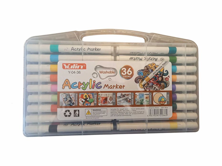Акрилові маркери 36 шт/уп. Marker Acrylic Yulin Y-04-36 в кейсі