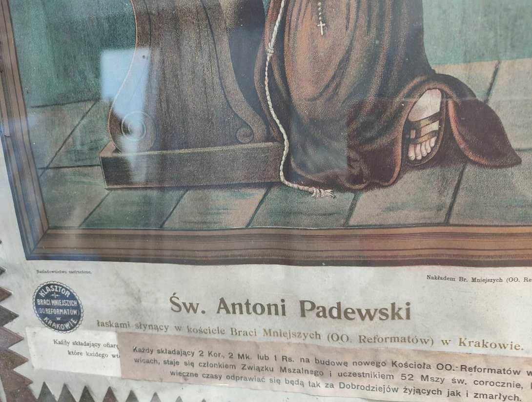 Przedwojenny obraz,Bronowice Św.Antoni,aniołki,cegiełka na kościół