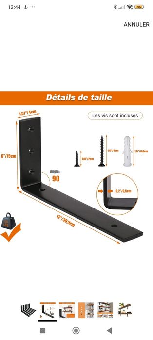 6 sztuk ściennych wsporników półkowych, wytrzymałe 30 cm