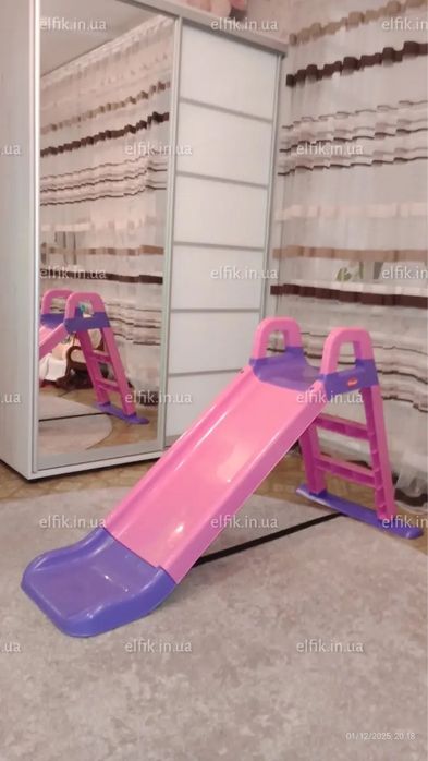 Дитяча гірка для дому і дачі 140 см рожево-фіолетова (Долоні)