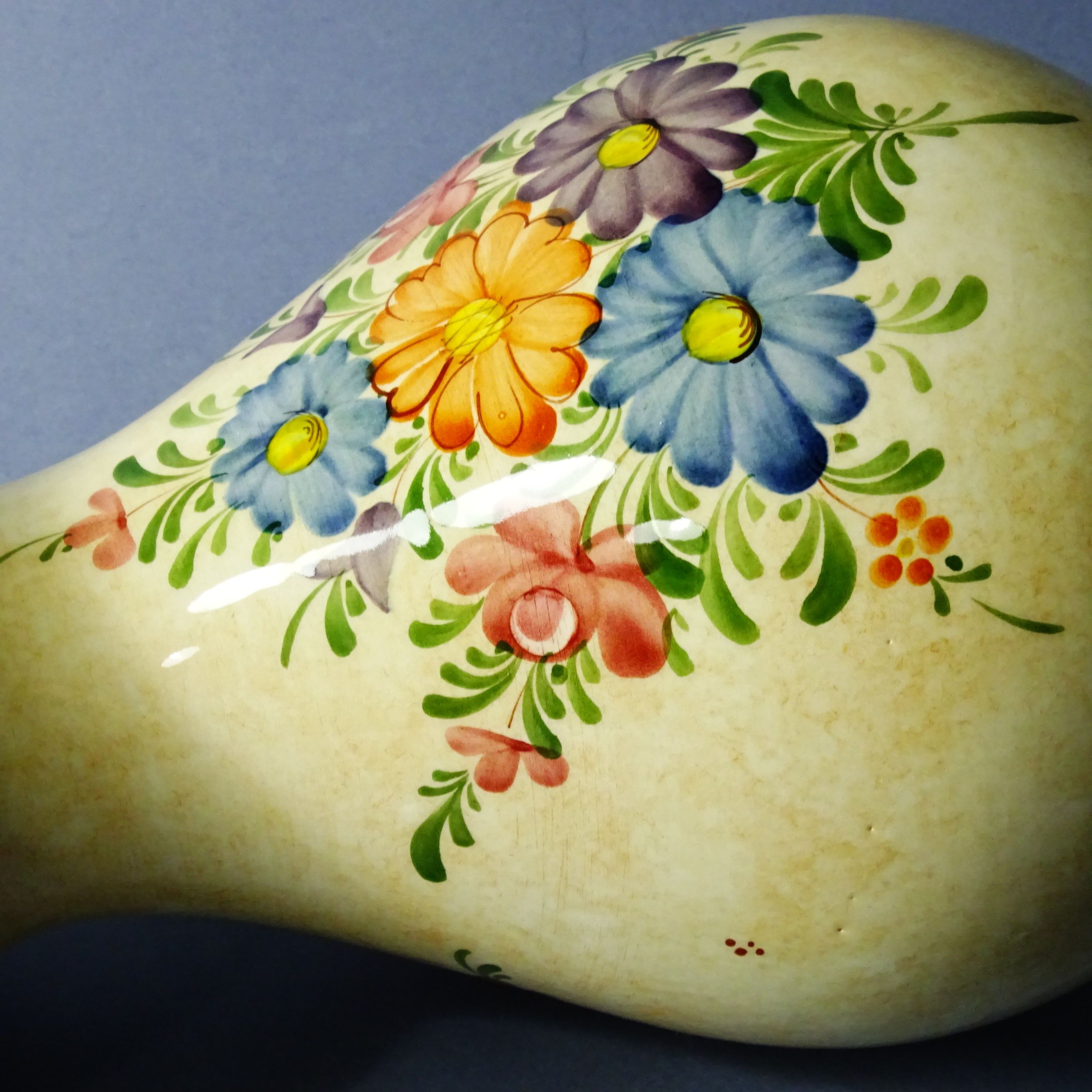 piękny ręcznie malowany duży wazon ceramiczny kwiaty