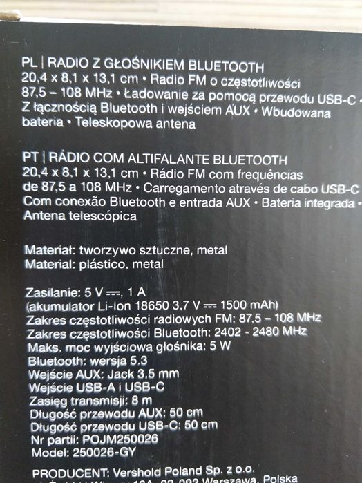 NAJTANIEJ Radio z Głośnikiem BT usb Wbudowana Bateria Vintage Wysyłka