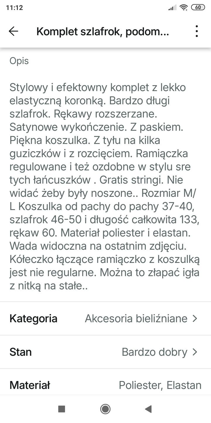 Komplet szlafrok koszulka i stringi