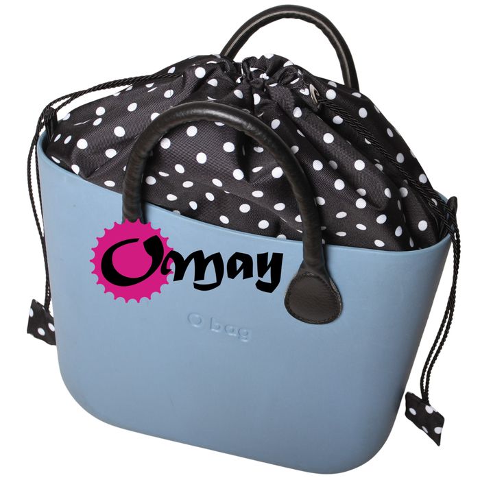 Czarny organizer do OBAG STANDARD worek groszki białe komin OMAY