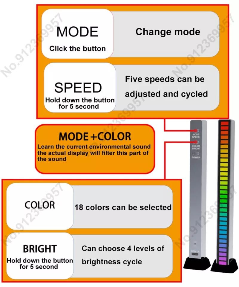 Светодиодный RGB-светильник с управлением звуком, Світлодіодний RGB- с