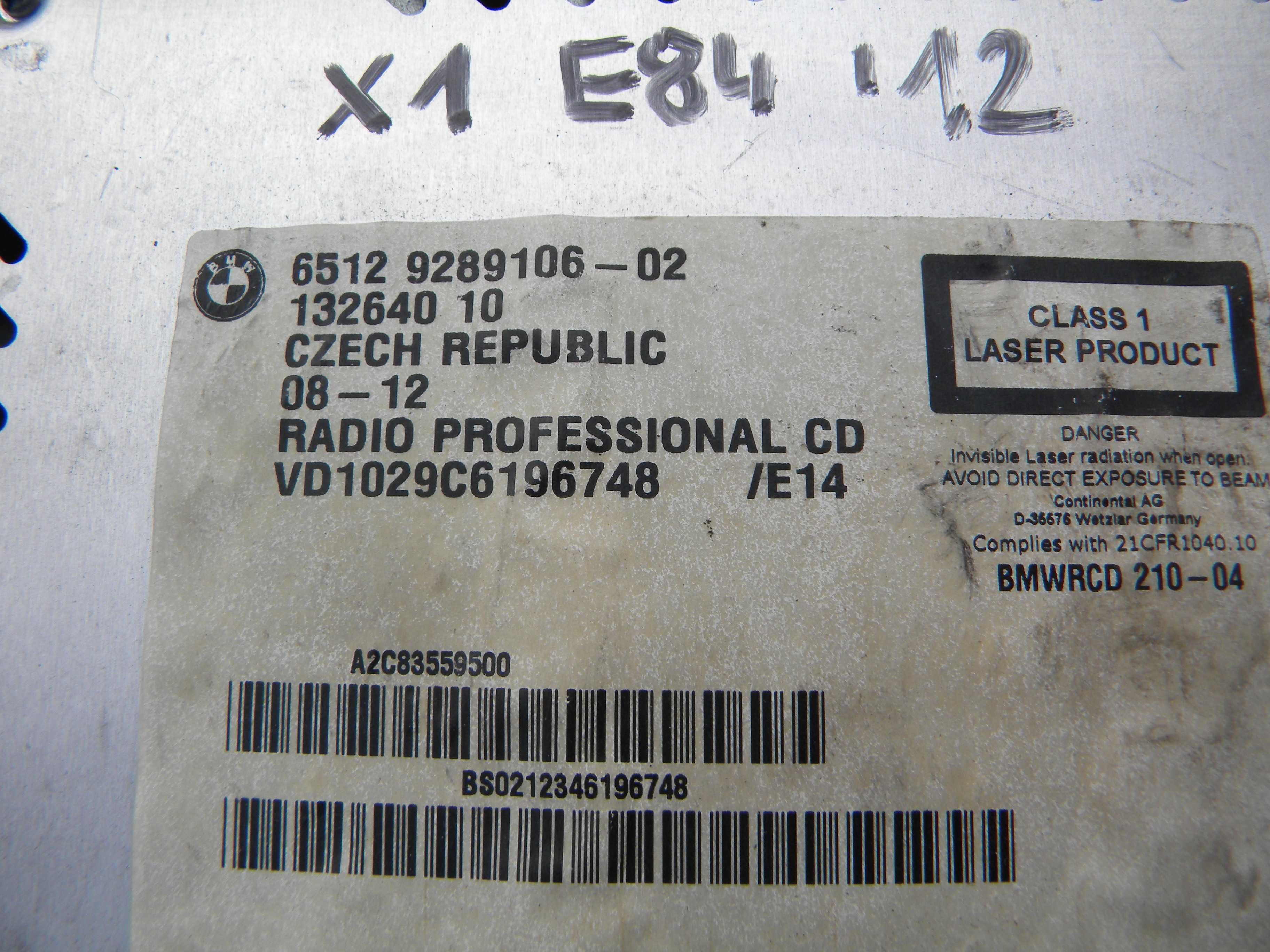 BMW X1 E84 RADIO CD Oryginał Opolskie Części 2012 Rok