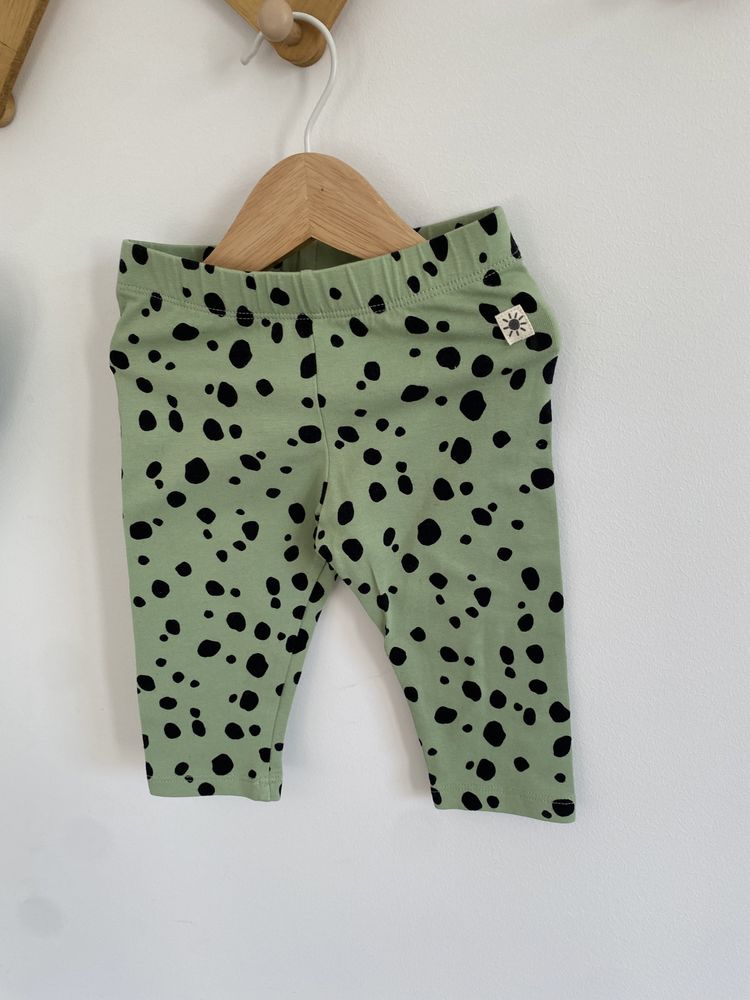 Legginsy lindex 68 zielone w czarne kropki