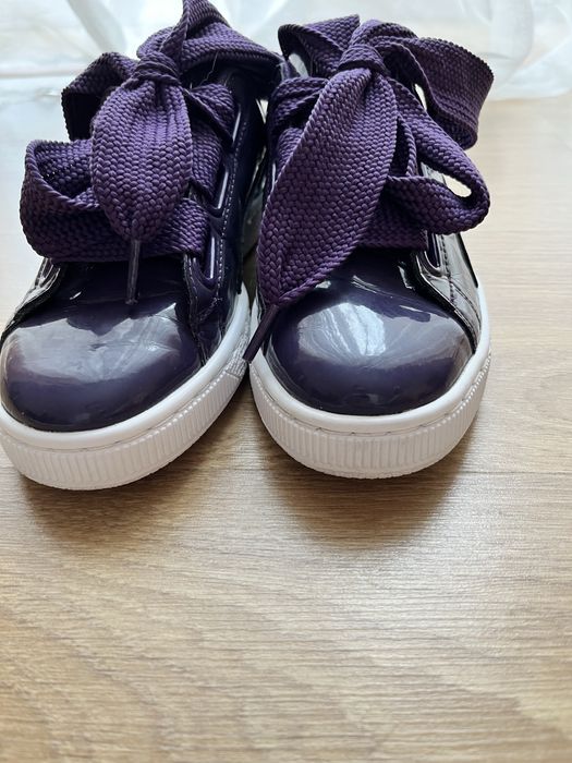 Кросівки Puma basket фіолетові кроси лакові кросівки кеди Puma