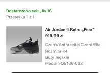 Jordan 4 fear 10us 44