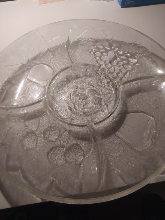 Duży talerz dzielony szkło PRL