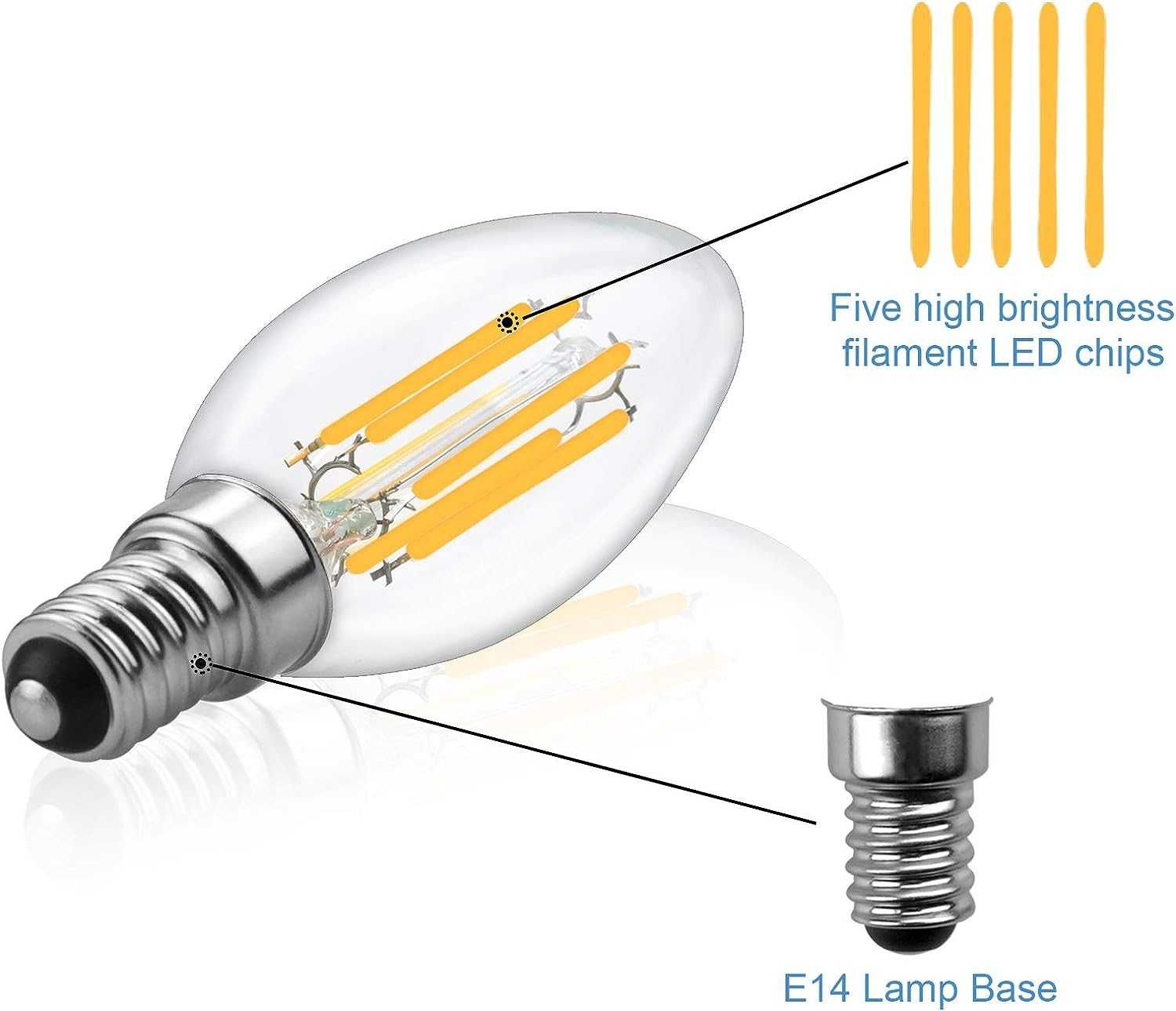 Klarlight 6W E14 Żarówka świecowa LED Możliwość przyciemniania Ciepła