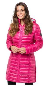 GEOGRAPHICAL NORWAY różowa długa zimowa ciepła kurtka pikowana 40 L