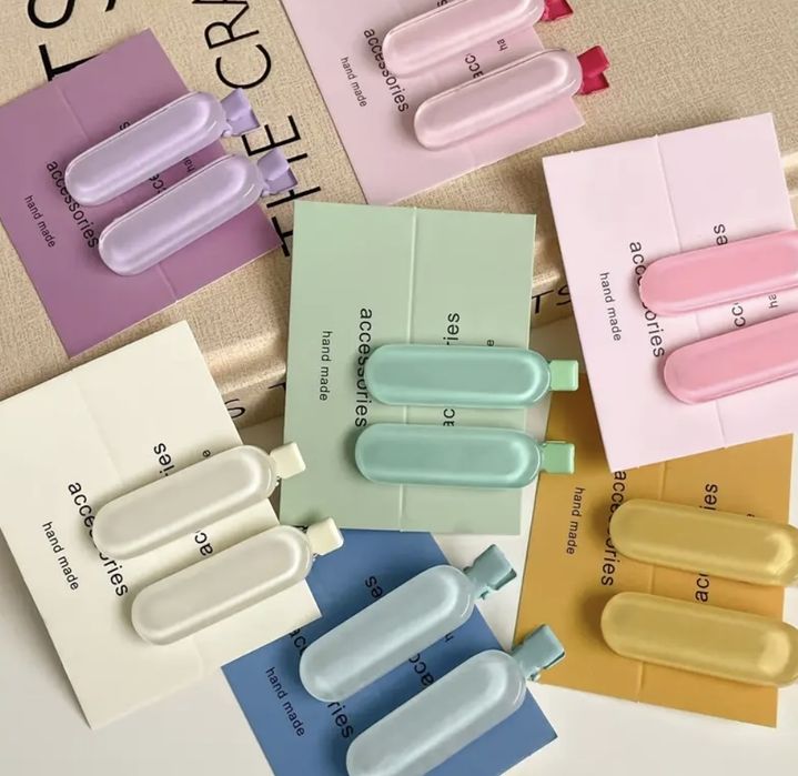 Пастельні желе-заколки для волосся овальні нові по 2шт