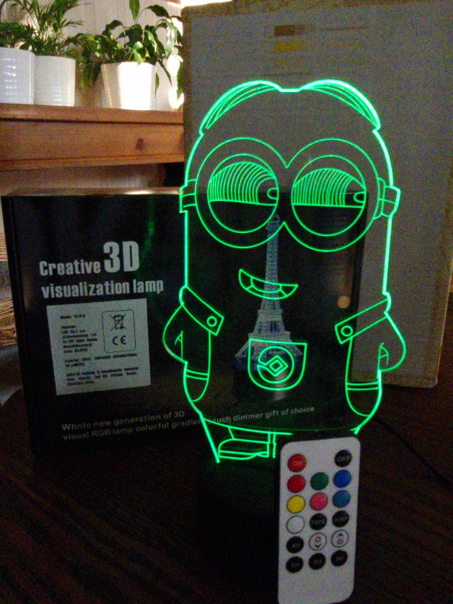 Lampka nocna dla dzieci 3D LED Minionek Creative 3D visualization lamp