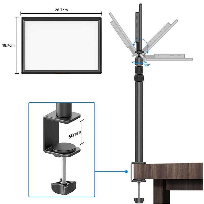 Lampa wideo LED ze statywem biurkowym 2 szt