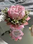 Flower box kwiaty mydlane peonia różowa prezent urodziny imieniny