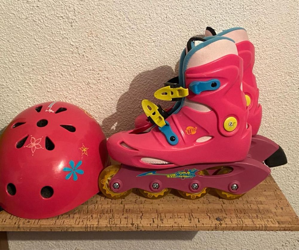 Conjunto Patins + Capacete da Decathlon (TAM 32)