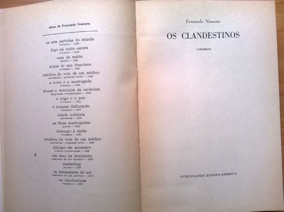 "Os Clandestinos" (1.ª edição) - Fernando Namora