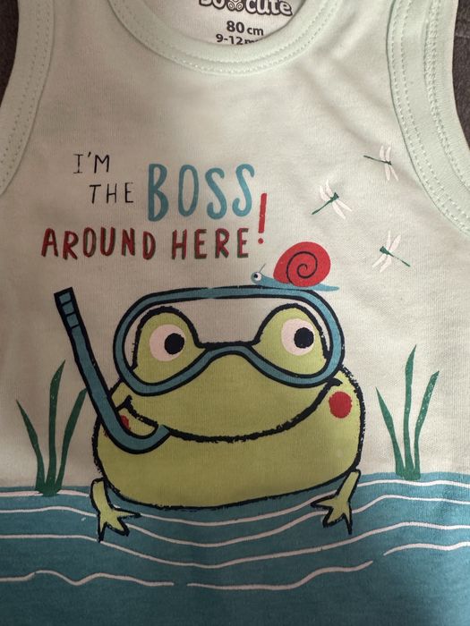 Body na ramiączkach dla chłopca Żabka bez rękawów