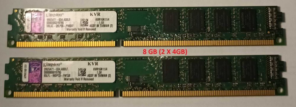 Memória RAM 32GB, 8GB, 4GB, 2GB, 1GB