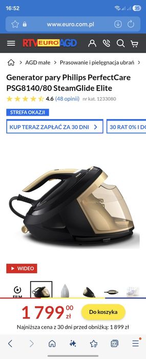 Generator pary Philips PerfectCare PSG8140/80 SteamGlide Elite 2700W