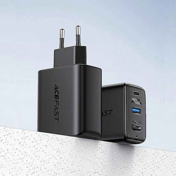 Acefast 2w1 ładowarka sieciowa GaN 65W USB Typ C / USB, adapter przejś