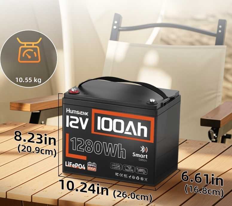 АКУМУЛЯТОР LiFePO4 12V 100Ah 10,5 кг BT (всі деталі та умови в описі)