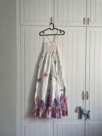 Długa sukienka biała w motyle Marks & Spencer 158
