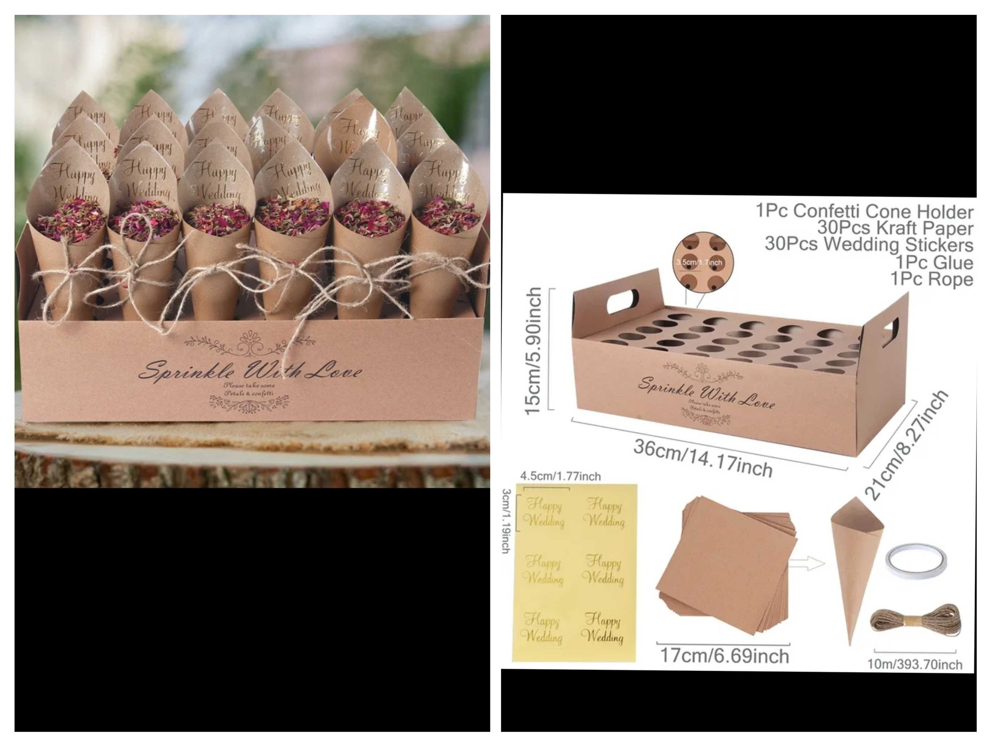 Cones para casamento + suporte