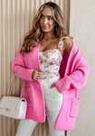 Krótki kardigan oversize Cozy Drape różowy