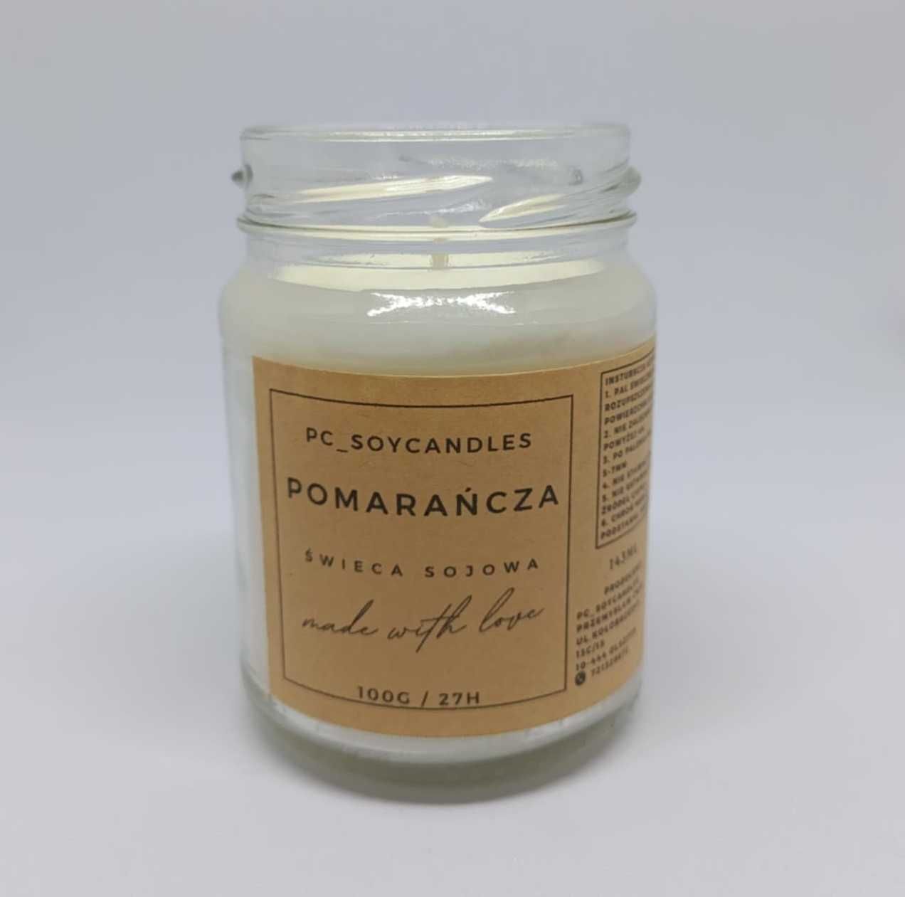 Świeca Sojowa Zapachowa Pomarańcza 143ml 27h