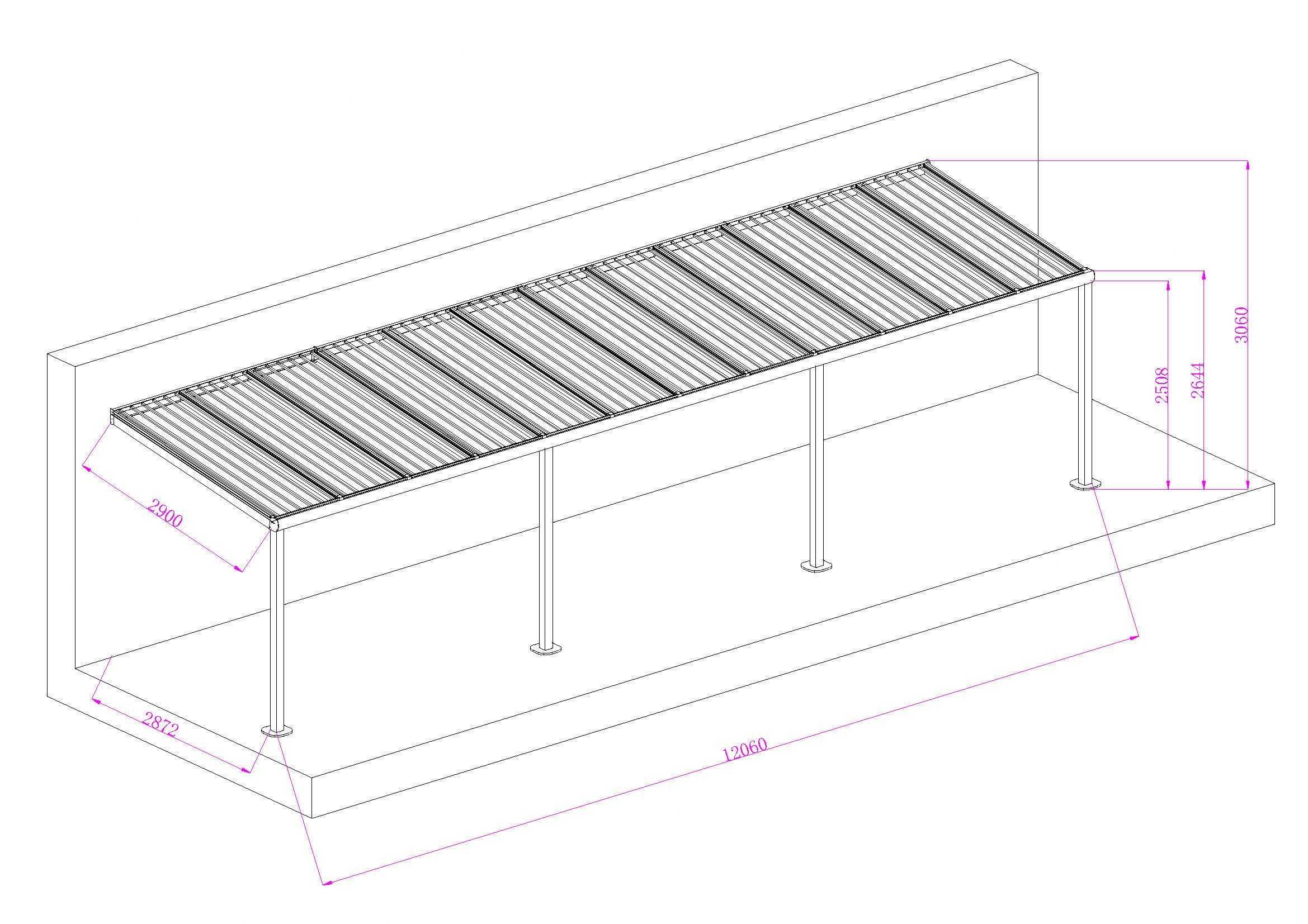 Zadaszenie aluminiowe PRO z dachem poliwęglanowym 300x1206 m