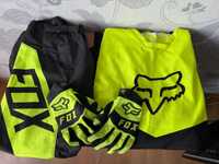185см/92кг XXL Ендуро костюм Fox крос джерсі штани + перчатки рукавиці