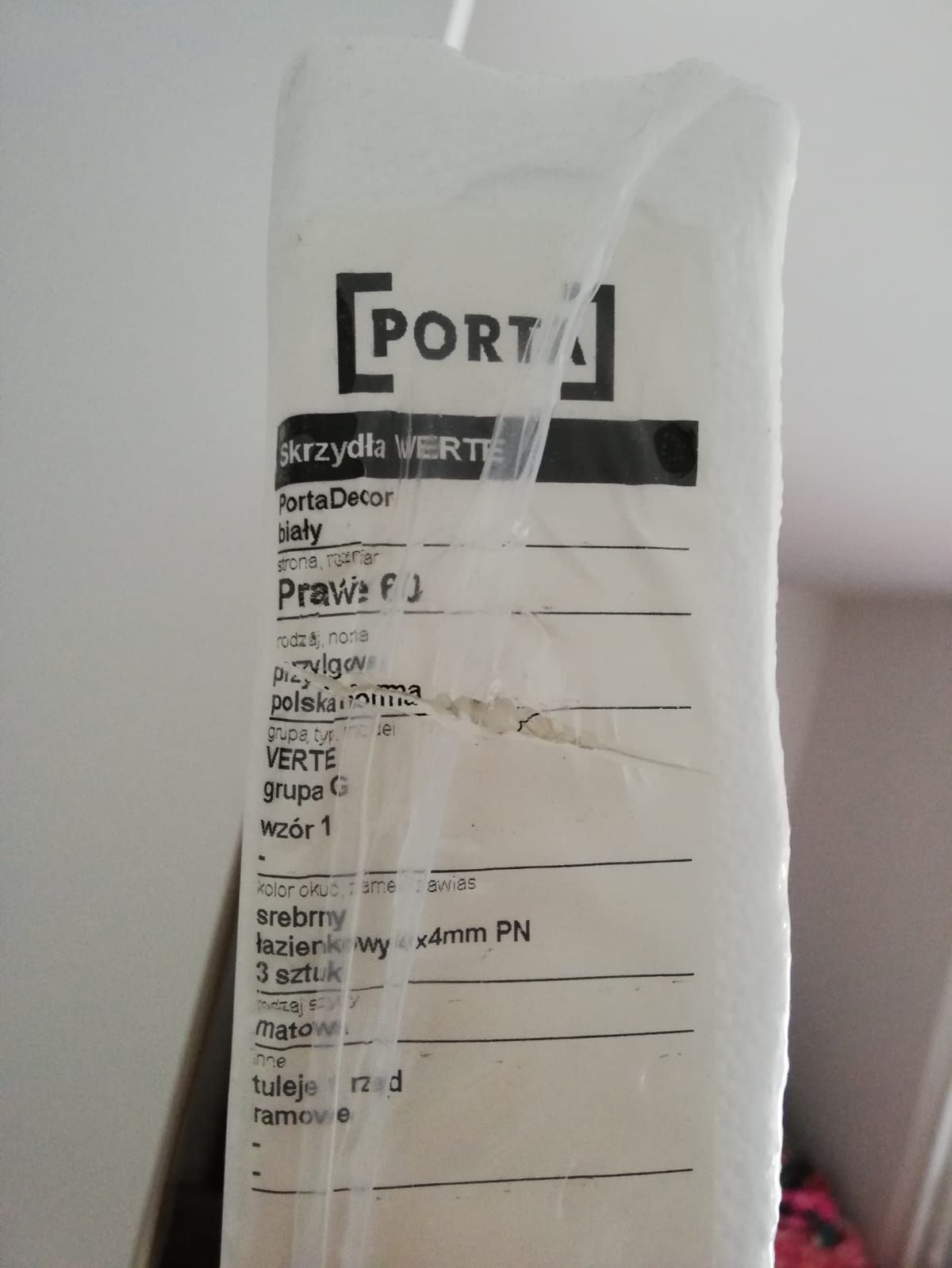 Skrzydło drzwi Porta Verte 60 cm prawe łazienkowe z otworami nowe