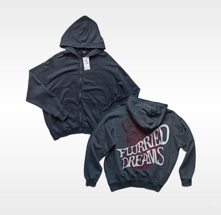 bluza z kapturem hoodie zip rozpinana z nadrukiem na plecach oversize